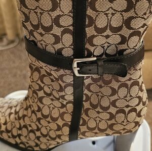 Brown Coach signature booties